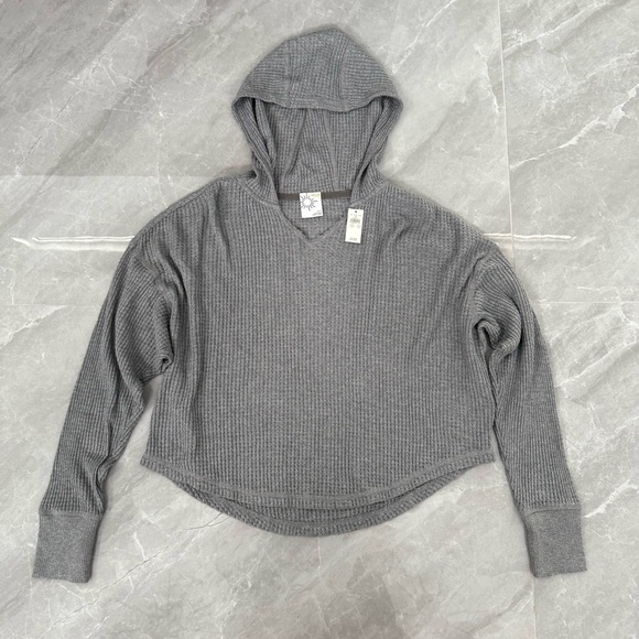 Women’s OFFLINE By Aerie Wow! Waffle Knit Hoodie Pullover Lounge Top Size Small - Picture 3 of 16
